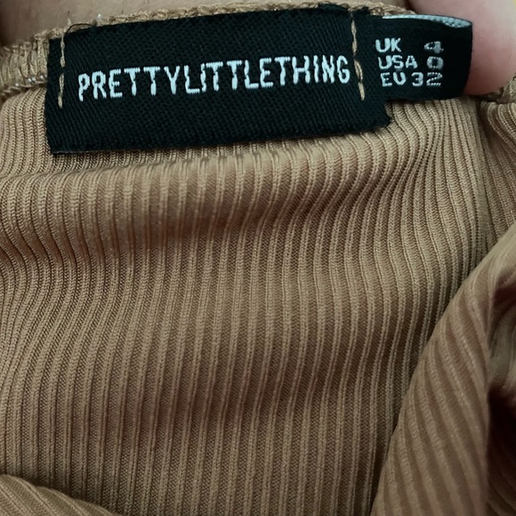 PrettyLittleThing Ribbed Tan Halter Top - Picture 4 of 4